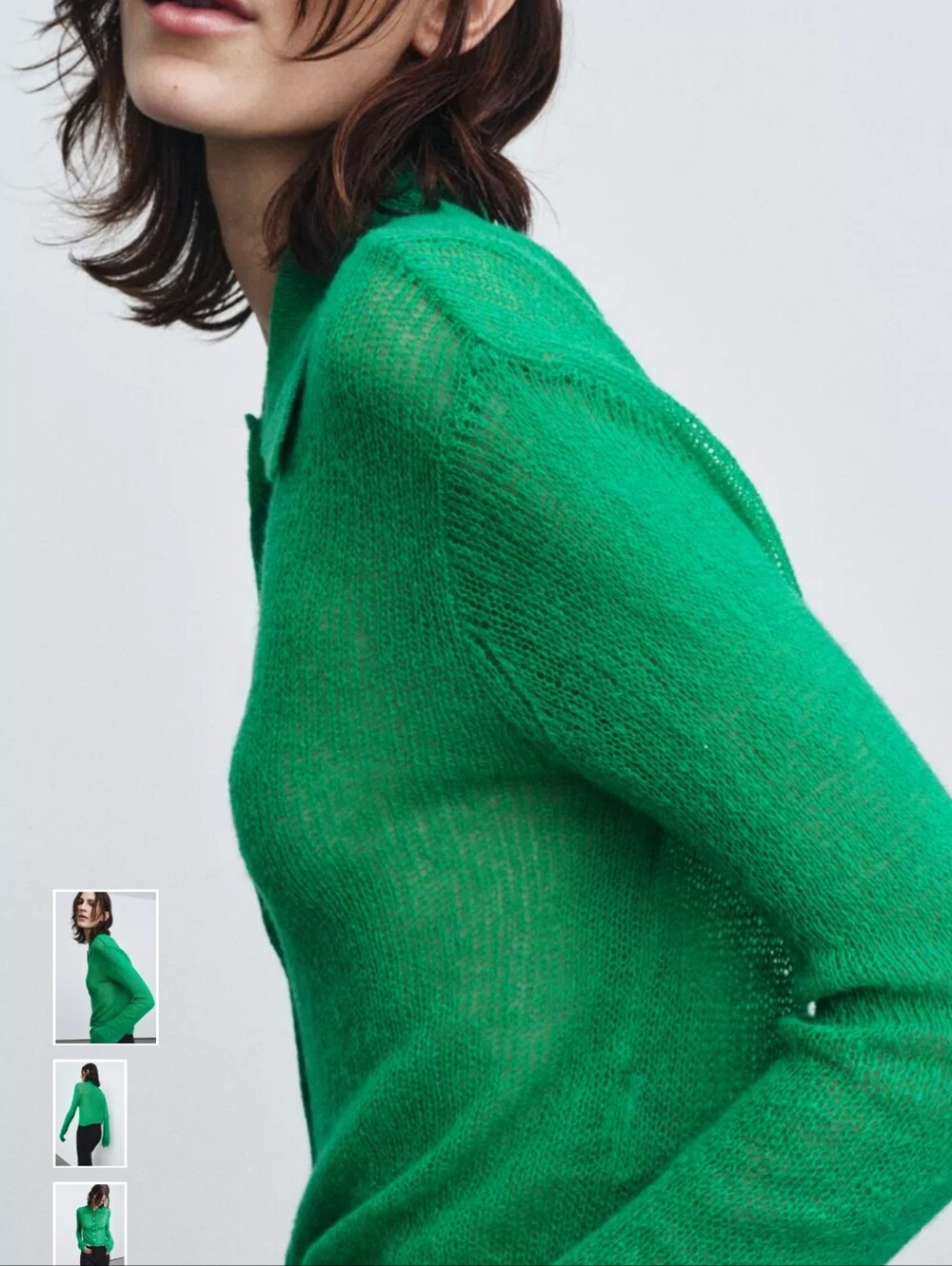 Zara Emerald Green Lightweight Polo-Collar Sweater - Picture 3 of 10